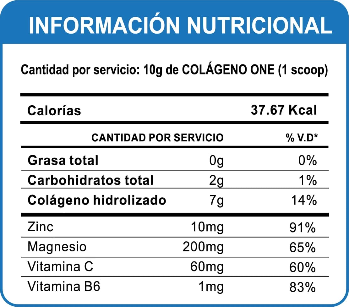 Información nutricional de Colágeno One